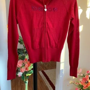 Brand new Bebe Red Hoodie Sweater with Rhinestones (NWOT) - Sz S